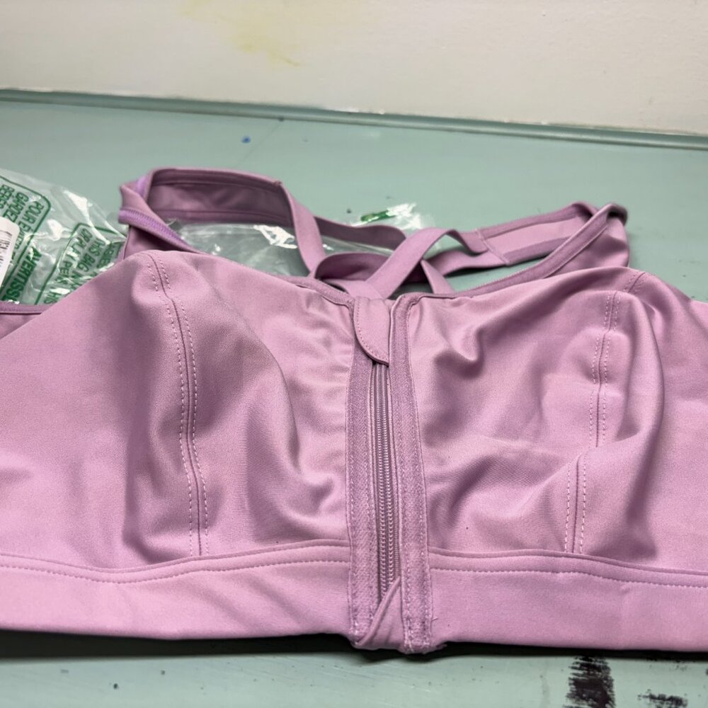 40DD Full Figure Plus Size Zip Up Front-Closure Sports Bra Wirefree Glamorise - Picture 3 of 7